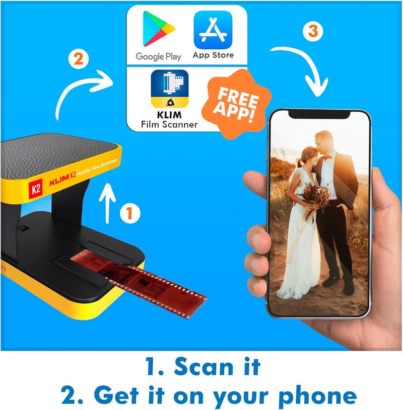 KLIM K2 Mobile Film Scanner 35mm + New + Positive & Negative Scanner + Slide Scanner + Photo Scanner + 35mm Color Film Developing Kit Essential + Your own 35mm Film Developing Service at Home - Image 3